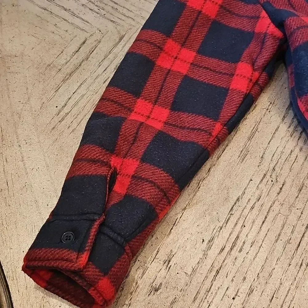 Red and Black Plaid Fleece Jacket Size 8/10